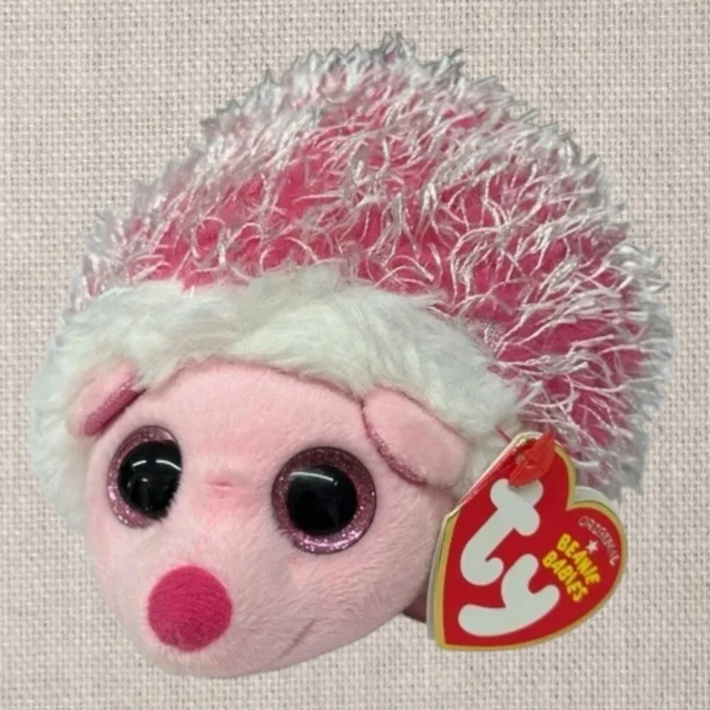 TY Beanie Baby MRS. PRICKLY the Pink Hedgehog 6 inch Stuffed Animal Glitter Eyes
